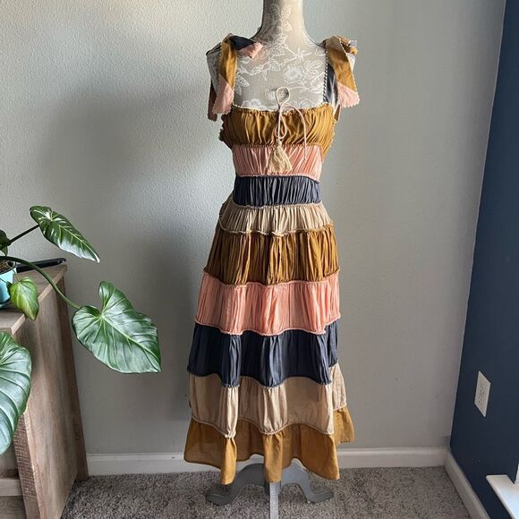 Anthropologie Let Me Be Letizia Colorblocked Dress in Pink Combo - Picture 2 of 15